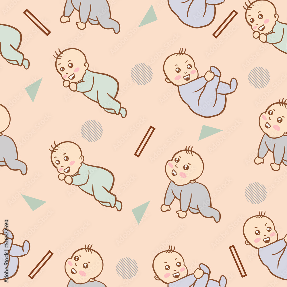 Set Cute Blue Baby Babies Boy Cartoon Flat With Abstract Blue Object Collection Illustration Lite Pink.