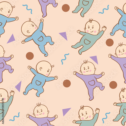 Set Cute Blue Baby Babies Boy Cartoon Flat With Abstract Blue Object Collection Illustration Lite Pink.