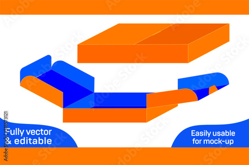 T-shirt packaging box dieline template and 3D vector file