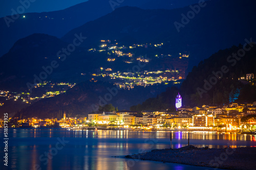 The village of Bellagio, on Lake Como, on a summer night. 