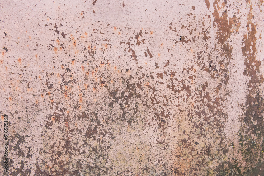 Light pink paint peeling off from the surface of the old metallic texture grunge steel background obsolete messy Light pink paint peeling off from the surface of the old metallic texture grunge steel background obsolete messy