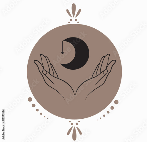 Icon of hands holding moon