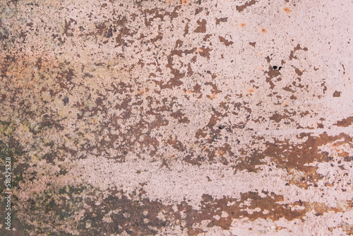 Light pink paint peeling off from the surface of the old metallic texture grunge steel background obsolete messy © Andrey