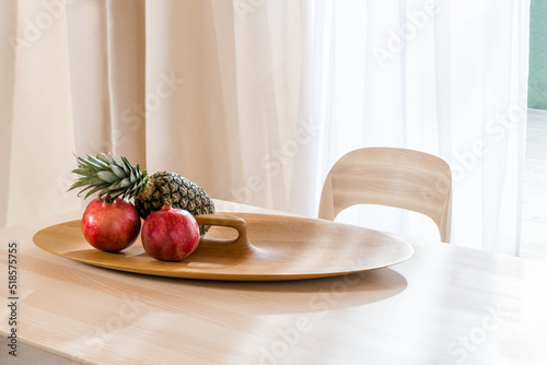 table setting with exotic fruit