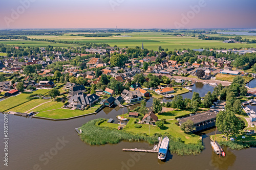 Aerial from the city Langweer in Friesland the Netherlands photo