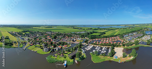 Aerial panorama from the city Langweer in Friesland the Netherlands photo