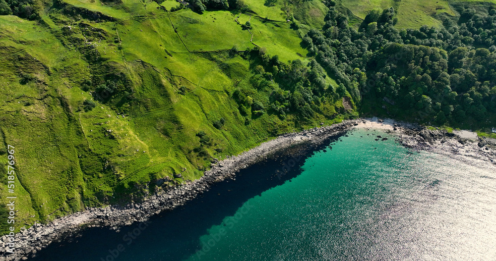 Aerial photo of Murlough Bay Fair Head Atlantic Ocean on North Coast County Antrim Northern Ireland