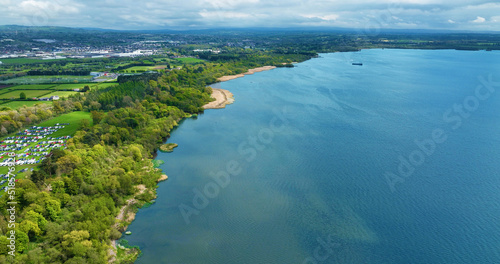 Aerial photo of a blue Lough Neagh Lake Co Antrim Northern Ireland photo