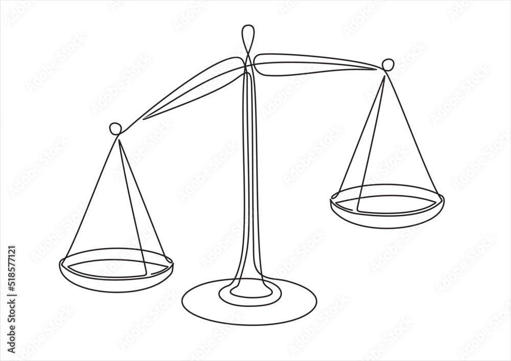 continuous one line vector drawing of scales. Line art. continuous one line vector drawing of scales. Line art.