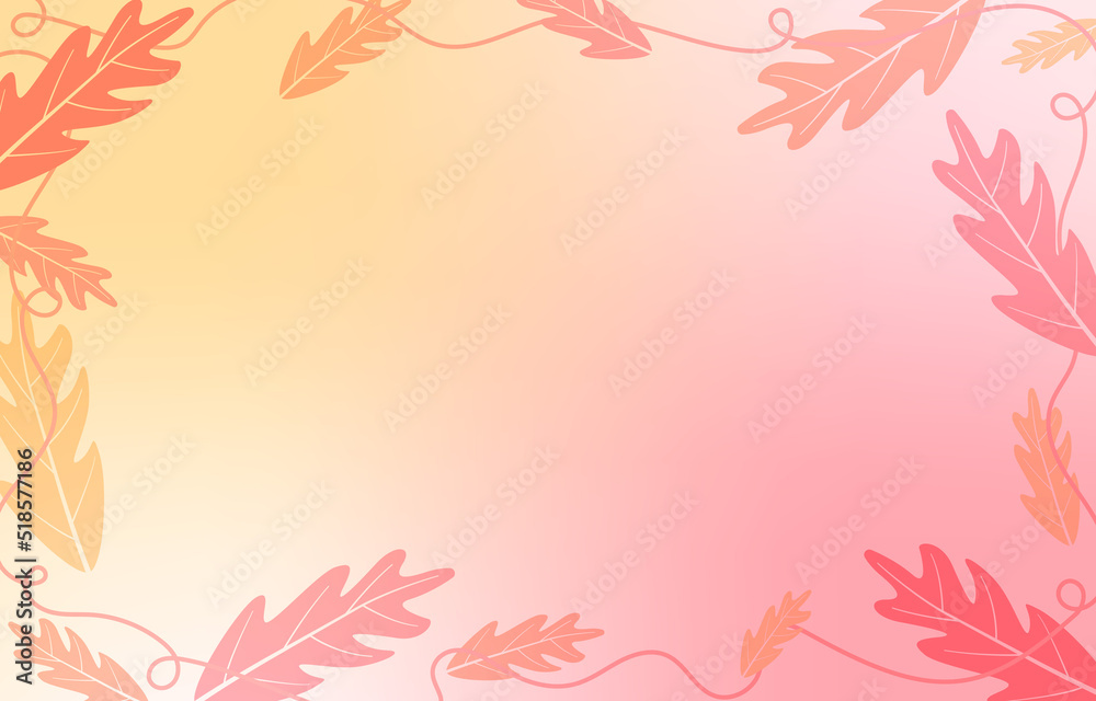 Pastel Yellow Red Pink Oak Leaf Organic Nature Background