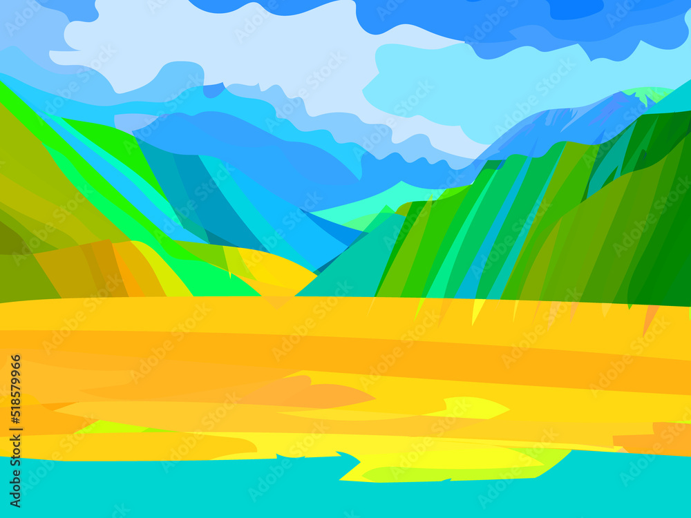 Bright abstract landscape. Vector illustration