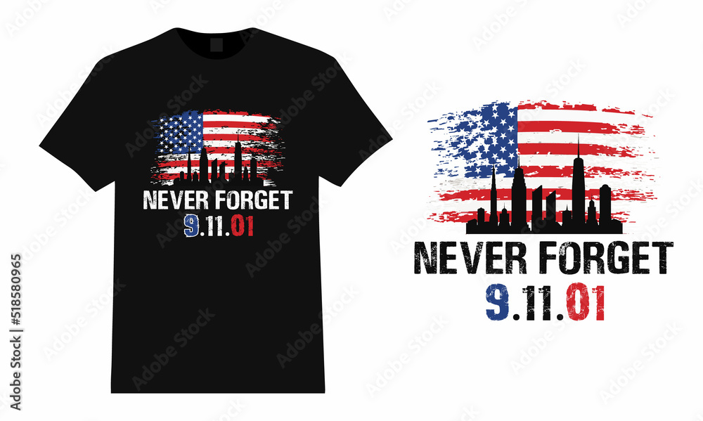 Fototapeta premium Never Forget 911 - Twin Tower Design