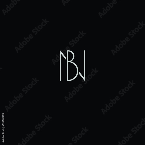 Creative Professional Trendy and Minimal Letter NB BN Logo Design in Black and White Color, Initial Based Alphabet Icon Logo in Editable Vector Format