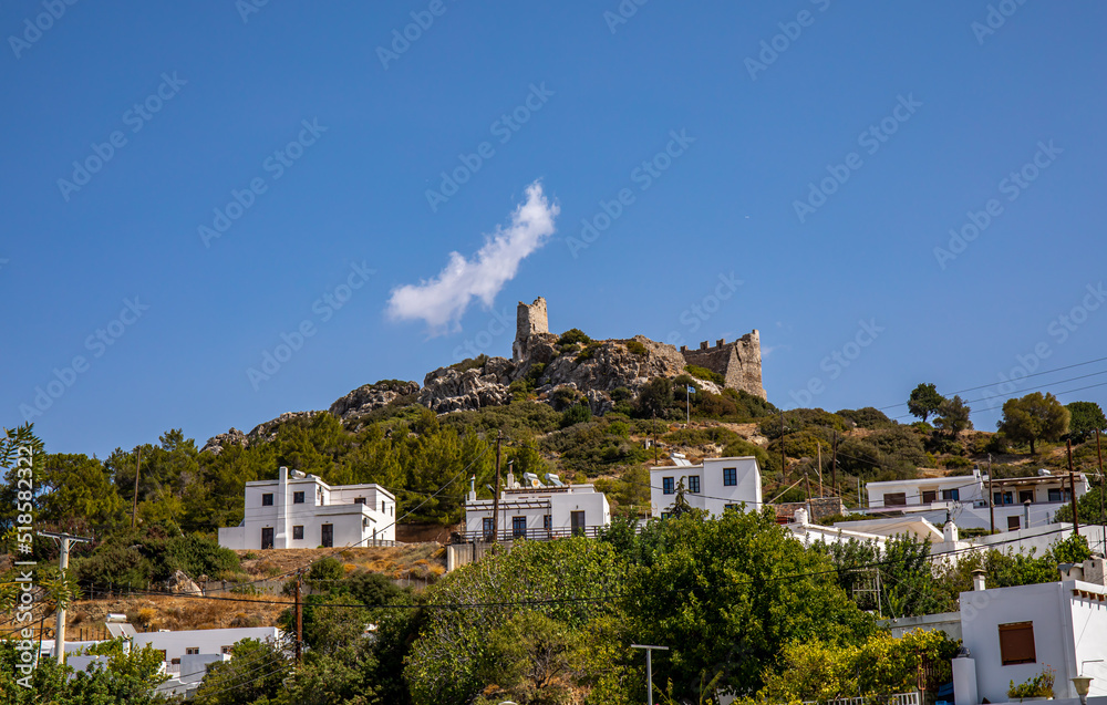 Obraz premium Ruind Castle of Asklipio on Rhodes, Greece, day time