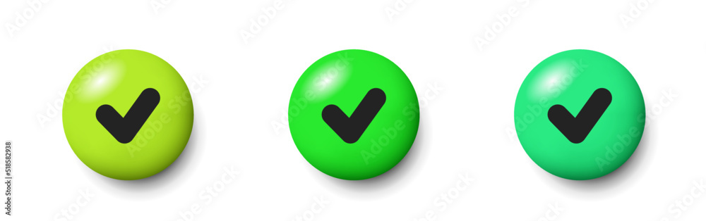 3d check mark set. Buttons check marks isolated on white background. Vector clipart. 3d check mark set. Buttons check marks isolated on white background. Vector clipart.