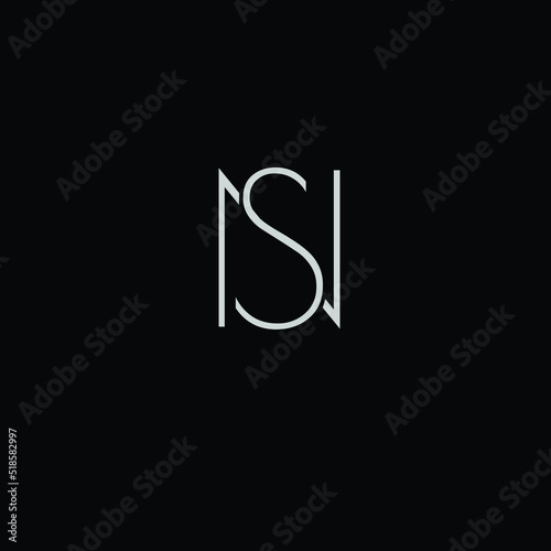 Creative Professional Trendy and Minimal Letter NS SN Logo Design in Black and White Color, Initial Based Alphabet Icon Logo in Editable Vector Format