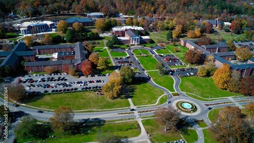 Birds eye view of a college. 