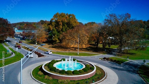 Roundabout in a small town. 
