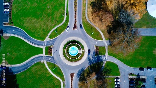 A roundabout in the fall. 