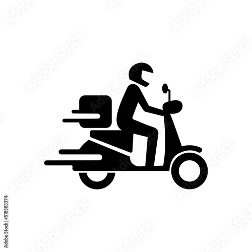 Shipping fast delivery man riding motorcycle icon symbol, Pictogram flat design for apps and websites, Isolated on white background, Vector illustration