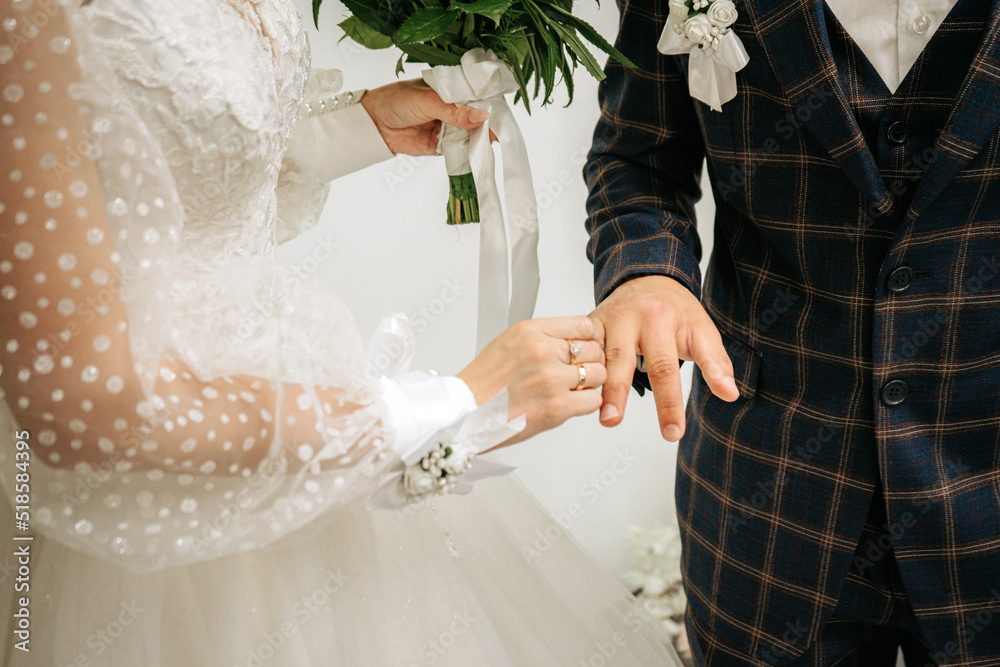 Wedding festive ceremony, exchange of wedding rings. Wedding festive ceremony, exchange of wedding rings.