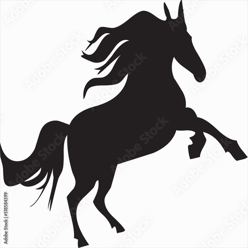 Vector, Image of horse silhouette icon, black and white color, with transparent background

