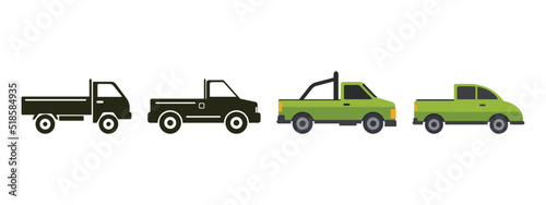 Pickup truck icon set design template vector isolated illustration