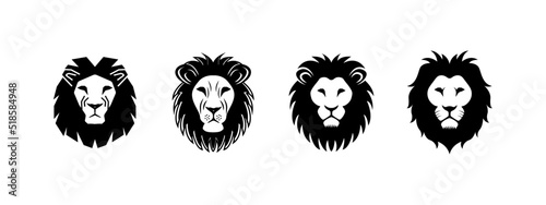 Lion head icon set design template vector isolated illustration