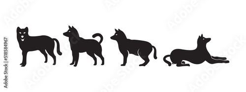 Wolf silhouette icon set design template vector isolated illustration