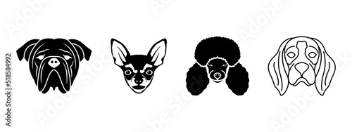 Dog head icon set design template vector isolated illustration