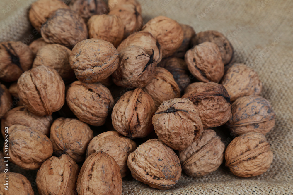 fresh macro walnuts on burlap fresh macro walnuts on burlap