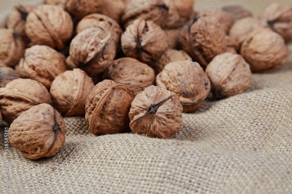 fresh macro walnuts on burlap fresh macro walnuts on burlap
