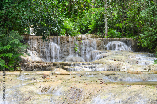Kao Fu or Mae Kae 2 waterfall, limestone waterfall at Lampang province in Thailand