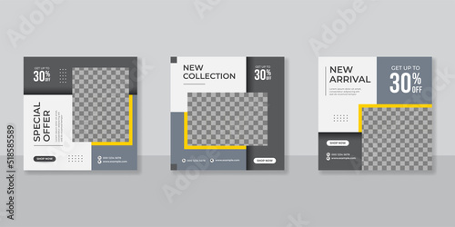 Minimalist social media post template for digital marketing and sale promo. fashion advertising. banner offer. mockup photo vector frame illustration