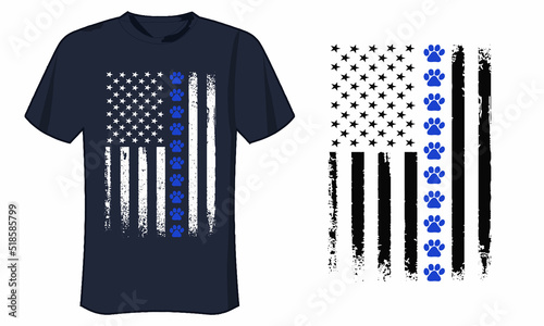 Police Dog - Thin Blue Line Paw T-Shirt Design