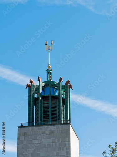 Tower of Newcastle Civic Centre with seahorse heads, UK photo