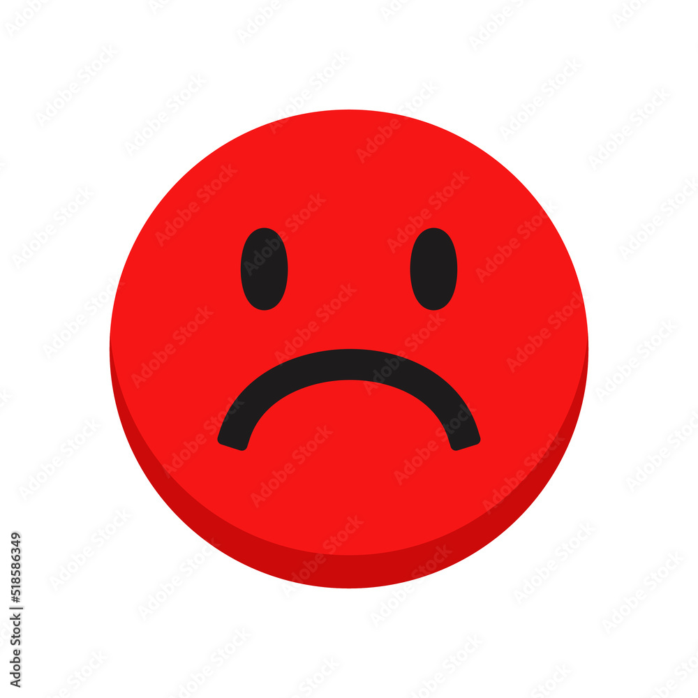 Fototapeta premium Sad face emoji isolated on white background. Vector illustration 10 eps