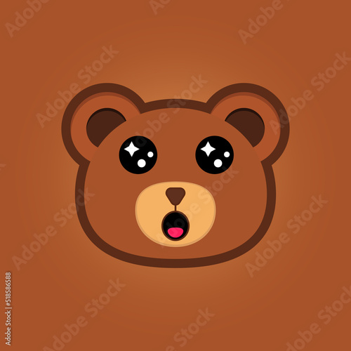 Illustration of cute teddy bear cartoon face.