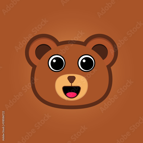 Illustration of cute teddy bear cartoon face.
