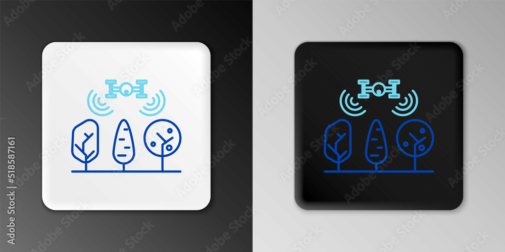 Line Smart farm with drone control and tree icon isolated on grey background. Innovation technology for agricultural company. Colorful outline concept. Vector Line Smart farm with drone control and tree icon isolated on grey background. Innovation technology for agricultural company. Colorful outline concept. Vector