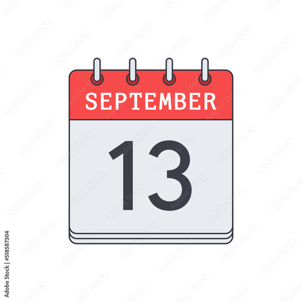 Fototapeta premium September 13. Calendar icon. Vector illustration, flat design. .