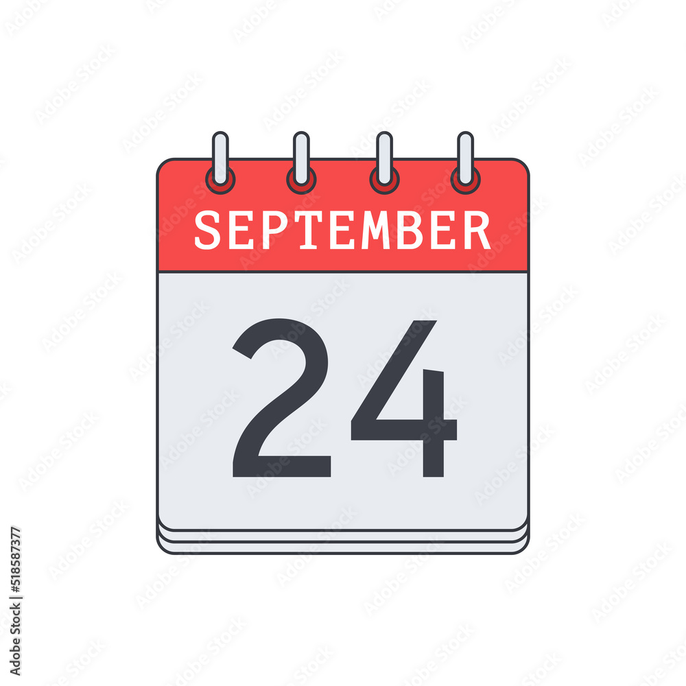 Fototapeta premium September 24. Calendar icon. Vector illustration, flat design..