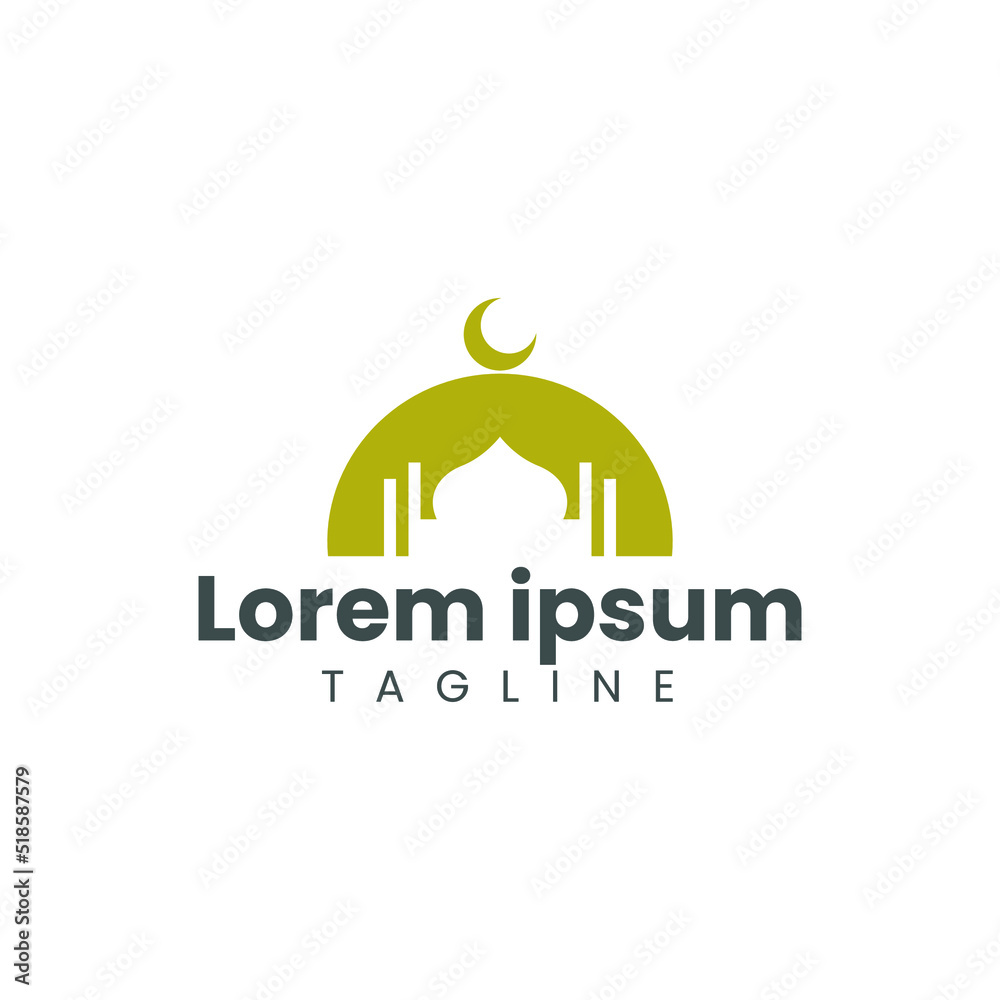 islamic mosque logo. islamic theme logo with gold accent islamic mosque logo. islamic theme logo with gold accent