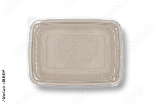bagasse container food package isolated on white background
