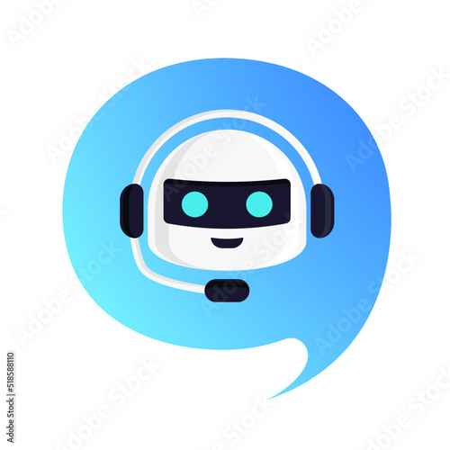 Robot vector seeech bubble modern style, chat bot concept illustration for virtual assistant banner, talk bubble speech, digital marketing, chat app, ai, artificial intelligence. 10 eps