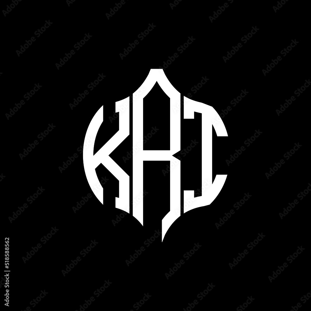 KRI letter logo. KRI best black background vector image. KRI Monogram ...