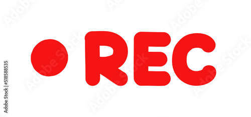 Vector rec icon isolated on white background. Framed recording sign, currently recording, record button. 10 eps