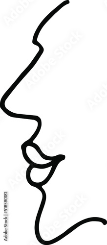 Human profile, hand-drawn human profile. Hand-drawn doodles illustration human profile. Line art human profile.