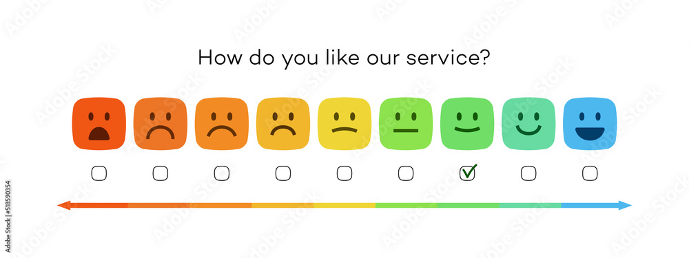 Satisfaction rating service level concept, feedback emoji vector ...