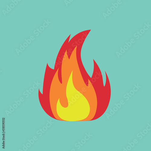 Imagen vectorial de fuego rojo sobre un fondo azul
